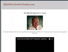 Tablet Screenshot of mikemccalisterforsenate.com